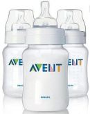 Kit com 3 mamadeiras Avent 260 ml cada